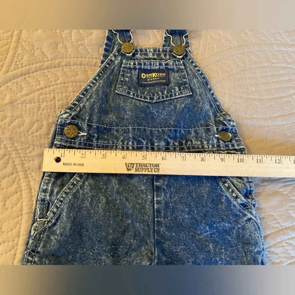 Vintage Oshkosh B'Gosh Kids Denim Overalls Acid Wash 6-9 Months 80s 90s USA
